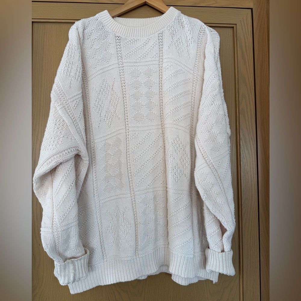 Vintage Van Heusen Cotton USA Fisherman Knit Crewneck Pullover / xlg